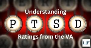 va ratings for ptsd title on top of old fashioned keyboard