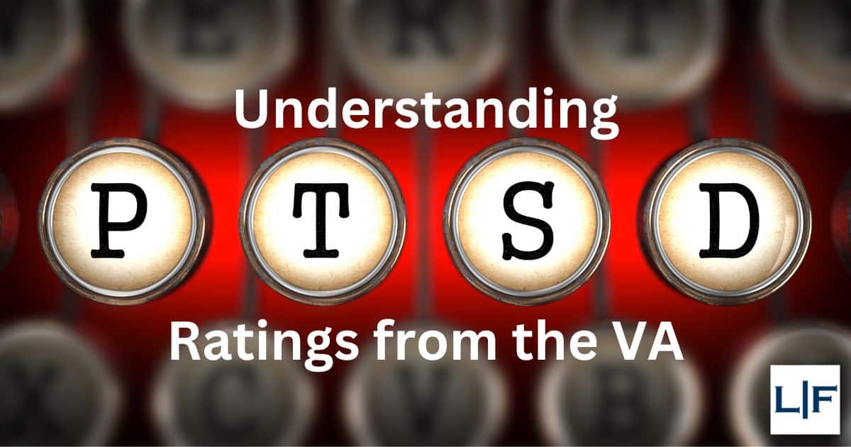 va ratings for ptsd title on top of old fashioned keyboard